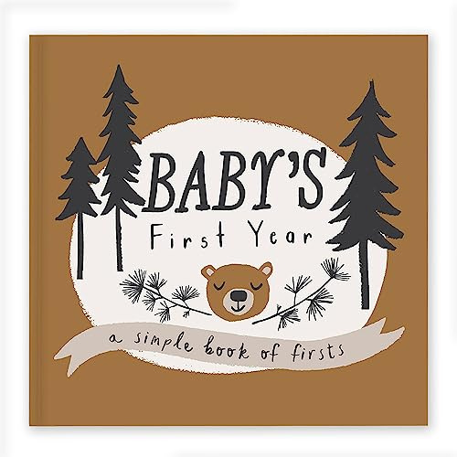 Lucy Darling Little Camper Baby Memory Book – First Year Journal, 5-Year Milestone Scrapbook & Photo Album – Rustic, Woodland Adventure Keepsake for Baby Boy or Girl – Ideal Gift