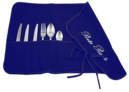 Magie di Casa Porte-Couverts en Tissu 35 x 62 cm brodé – Embouti 1 à 1 – Fabriqué en Italie (Bleu)