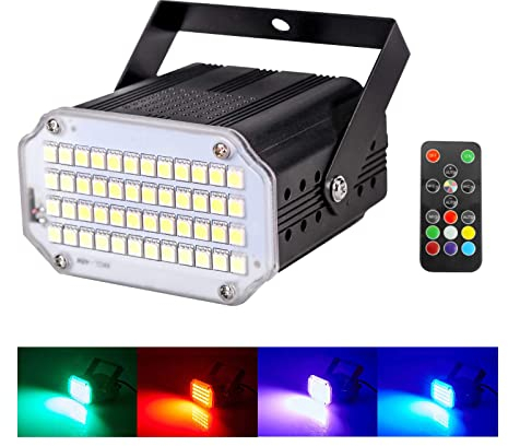 48Led Estroboscopica Discoteca con Mando, Luces Estroboscópicas Flash Color para Fiestas, Luz Stroboscope Activada Sonido