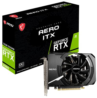 MSI GeForce RTX 3060 AERO ITX 12G OC Gaming Graphics Card - 12GB GDDR6, 1792MHz, PCI Express Gen 4, 192 Bit, 3x DP v 1.4a, HDMI 2.1 (Supports 4K)