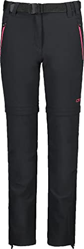 CMP - Pantaloni Zip off Elasticizzati da Bambini, Antracite-Fragola, 92