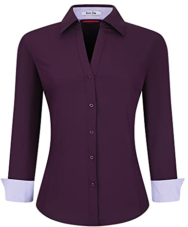 Alex Vando Women's Long Sleeve Dress Shirt Wrinkle Free Stretch Casual Work Blouse Tops
