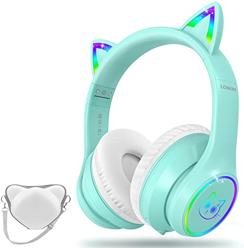 LOBKIN Barnhörlurar Bluetooth, Hörlurar Barn Trådlös/Trådbundna över örat, Barn Hörlurar Buller Barn Börlurar Musik med Väska för Skola/Resor