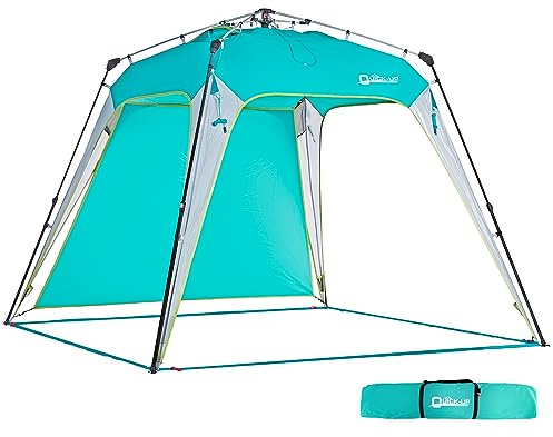 8.2'x8.2' Pop Up Canopy Tent Easy One Person Setup Instant Outdoor Beach Canopy Folding Portable Sports Shelter with 1 Sidewall - Turquoise