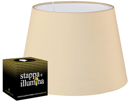 kit Paralume e Stappa e illumina per trasformare la tua lampada bottiglia con un paralume (Kit con paralume Tortora da 33cm)
