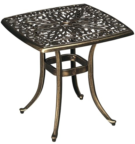 Outsunny Beistelltisch mit Schirmloch für Garten 54 x 54 x 52,5 cm Bronze