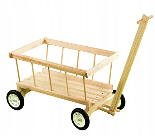 COIL Carro de escalera, carrito de mano, cochecito de juguete, hecho a mano, de madera, con ruedas giratorias, autoensamblaje