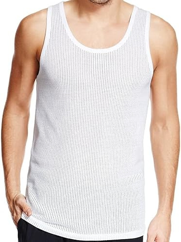 Airtex Mens 3 Pack Mesh Sleeveless Cotton Gym Training Tank Tops Comfortable Fishnet Swimwear