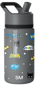 Gourde pour Enfants Simple Modern Summit avec Couvercle à Paille | Tasse Isotherme Harry Potter en Acier Inoxydable pour Filles, Garçons, École | 415 ml | Batman POW!