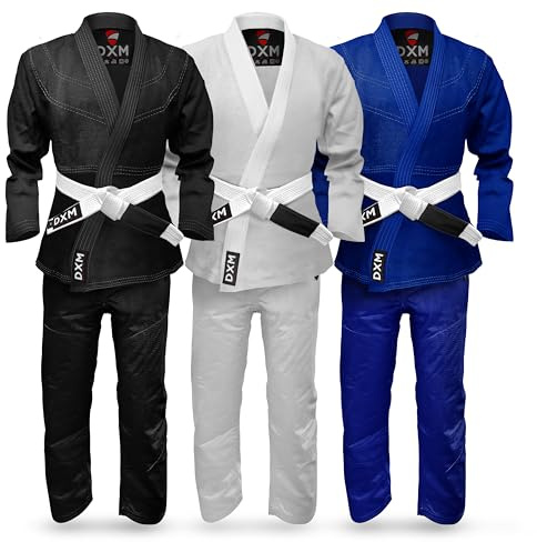 DXM SPORTS Brazilian Jiu Jitsu BJJ Kimono Gi Uniform Set for Men and Women - Lightweight Preshrunk Fabric, Black, A0