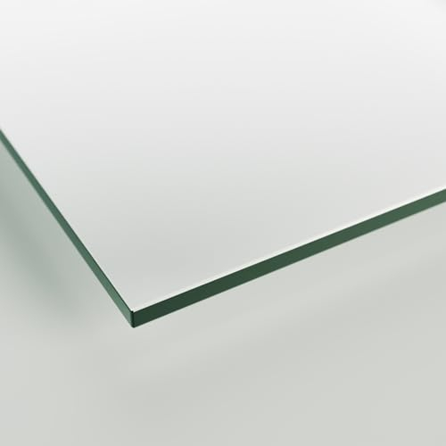 Glasplatte Tisch 80x60 ESG Glas 6mm nach Maß klar - Glasscheibe 80 x 60 cm für Schreibtisch Schminktisch - Sicherheitsglas Glasplatten nach Maß rechteckig als Schutz transparent
