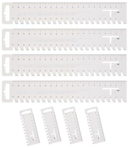 Handmaß Set, 8 Stück Lineal Nähen Set 21x4 cm und 10x4 cm Nähline Kunststoffmaterial Schneiderlineal mit Gezackter Nählineal Patchwork Lineal zum Prägen Kartenherstellung Stanzformen Basteln
