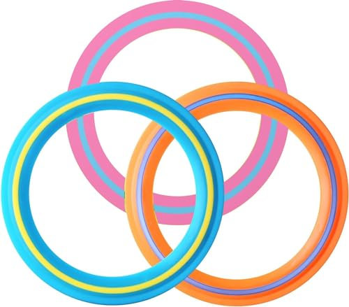 3 pcs 25 CM Flying Ring Wurfring，tosy Flying Ring，strand spielzeug，wurfring-spielspielzeug，kinder outdoor spiele Anzug，Ultimativer Urlaub im Freien, Schulspielplatz, Park, Poolspaß（gelb, orange, rosa）