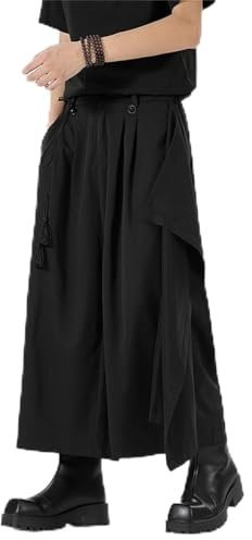 RUMAOZIA Herren Hose Rock Traditioneller Rock Einfarbig Samurai Hakama Haremshose Trend Herbst Winter Freizeithose Herrenhose Baggy Streetwear Kilt Japanischer Stil Rock Samurai Rock Hose