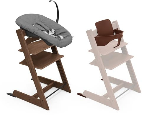 Trona Tripp Trapp de Stokke, Oak Warm Brown/Warm Brown (Incluye Silla + Baby Set 2) con Newborn Set - Diseño Seguro, Ajustable y Ergonómico