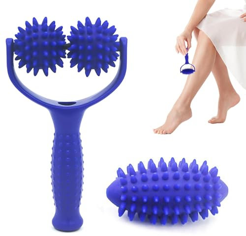 Massageroller Mit Griff,Mit 3 Massageball,Massageroller Beine,Hochwertigem Igelball Massagerolle,Kleine Faszienrolle,Kann Zur Entspannung Der FüßE,Beine,RüCkenmuskulatur Usw.Verwendet Werden.