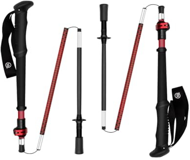 WindQuester Ultralight Carbon Fiber Trekking Poles – 198g Adjustable Folding Hiking Poles for Backpacking (110–130cm), Thru-Hiking, Trail Running – Strider Z Compact Collapsible Hiking Pole
