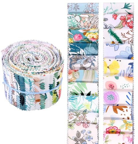 40 stycken bomullstyg, tyger för sömnad, 6,4 x 50 cm, multimönster, tyg, bomull, lapptäcke, tyger, paket för lapptäcke, quiltning, gör-det-själv, hantverk, scrapbooking, dockkläder (blå)