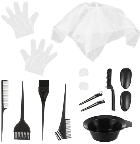 INOOMP Kit de Tinte para Cabello 11 Piezas Gorro de Ducha y Guantes Antiestáticos, Fácil de Limpiar, Adecuado para Principiantes y Profesionales en Salones