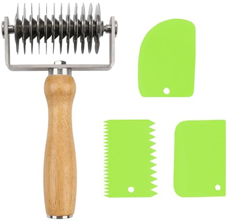 Rullo Griglia in Acciaio Inox con Manico,Tagliapasta a Griglia,Tagliagriglia per Torte,Tagliapasta per Pizza,Utensile Rotante per Biscotti/Pane/Torte/Crostata