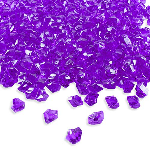 Super Z Outlet 120 Pack Acrylic Color Ice Rock Crystals Treasure Gems for Table Scatters, Home Vase Fillers, Event, Wedding, Arts & Crafts, Birthday Decoration Favor (1 Inch)(Purple)