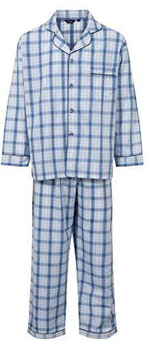 Kentex Online MENS TRADITIONAL PYJAMA SET IN POLYESTER COTTON HOME OR HOSPITAL WEAR SIZES M TO XXL (MEDIUM, SKY CHECK)