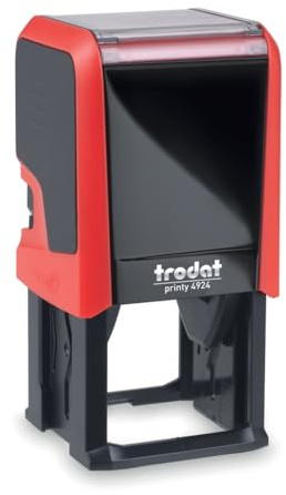 Trodat Printy 4924 – Max. 10 Lines Stamp with Desired Text, Design Online Here Right Here, Case Colour Red - Company Stamp, Address Stamp, with Desired Text - 40 x 40 mm - 10 Lines