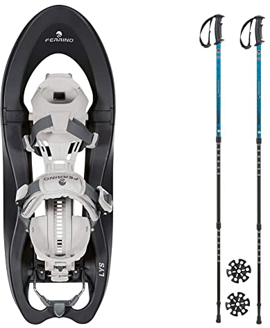 Ferrino - Lys Special Ciaspole da Neve, Grigio, 34/48 & GTA, Bastoncini da Trekking Blu, 60-135 cm