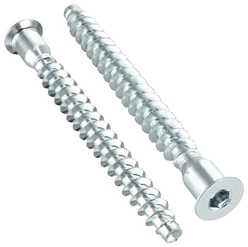 Confirmat Lot de 50 vis hexagonales en acier à tête plate pour panneaux de particules de bois et meubles Zinc 6,4 x 50 mm