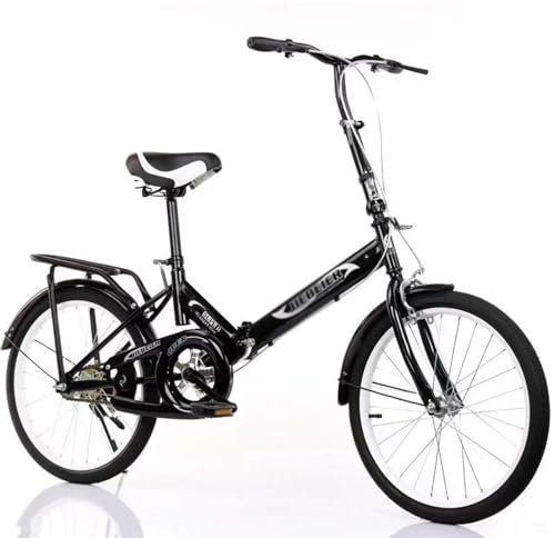 BradOc 20 Inch Folding Bike, Foldable, Portable, Unisex Adult City Bike, 1 Speed, Steel Frame, V-Brake, 20 Inch Aluminium Wheels, 15kg, 220lbs Max Weight, 86 Inch Folded Size, Black