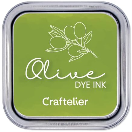 Craftelier - Colección de Tintas con Base al Agua | Caja Metálica con Cierre Fuerte | Sellos Acrílicos o Caucho y Superficies Porosas | 21 Colores (Olive)