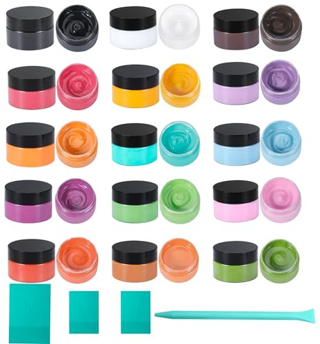BOOLOOEN 15 Chalk Paste and 4 Chalk Paste Mini Squeegees, ink paste Sets for Stencils, Screen Printing Paint for Drawing on Chalkboards, T-Shirts, DIY Home Decor