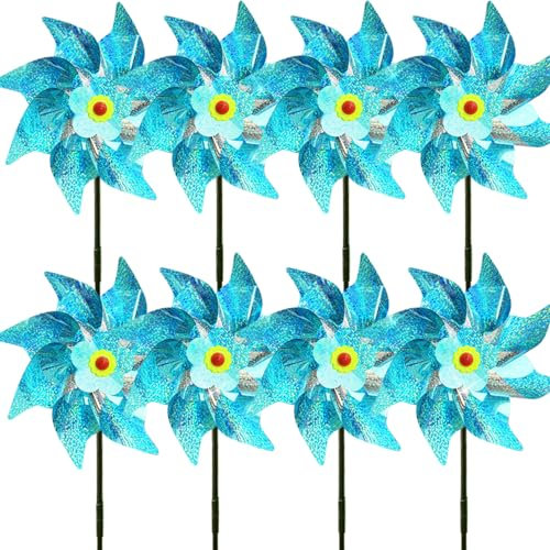 8 ruote a vento repellente per uccelli, mulino a vento riflettente, per giardino, frutteto, balcone, decorazione da giardino (8 pezzi, colore D)