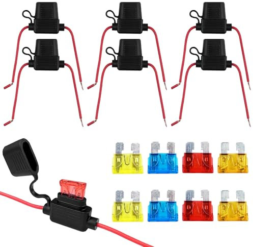 Gvolatee Sicherungshalter 12 Volt(6Pcs), Halter Kfz Feinsicherungshalter Für Kfz-Sicherungen, Sicherheitshalter Sicherungen Flachsicherungshalter, Auto 12V Sicherung Sicherungskastenhalter