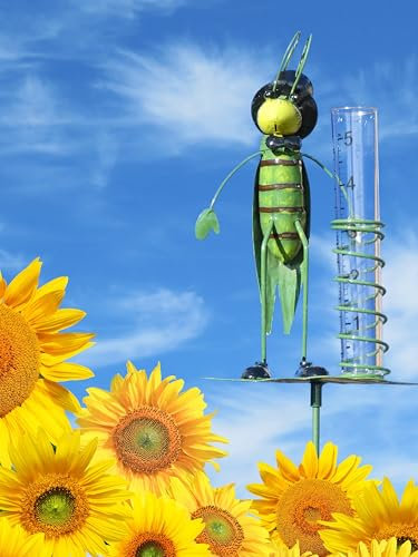 Pommerntraum ® | Regenmesser Niederschlagsmesser Pluviometer Gartendekoration Gartenstecker (Grashüpfer)