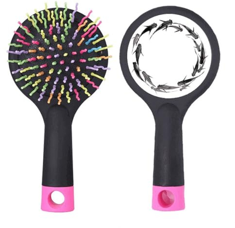 Cepillo de pelo para desenredar el pelo con base de cojín y pez de carpa, color negro chino