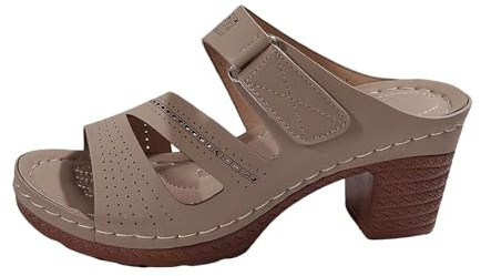 Mules pour femme avec talon - Sandales d'été à talons hauts - Escarpins compensés - Antidérapantes - Sandales romaines - Sandales d'été confortables - Sandales de loisirs, gris, 38 EU