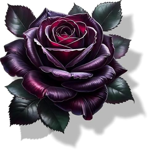 Dark Purple Rose Flower Vinyl Stickers Cover Marks 20cm & 7cm Floral Decals | Opaque Finish, No White Edges, Waterproof Floral Decor, Elegant Home Styling for Walls, Tiles and Cars