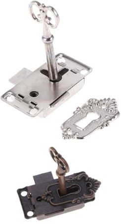 UKCOCO 2pezzi Serratura Antica Per Vintage Con Chiavi Facile Installare Design Decorativo Per e Scatole