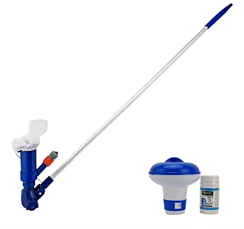 ERYUE Aspirateur de Piscine, Brosses à Tête D'aspiration de Haute qualité, Kit Nettoyage à Tige Extensible, Sac en Maille, élimination Facile Débris