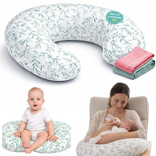 Cojin Lactancia +2 Muselinas – Cojín lactancia OEKO TEX - Almohada Lactancia funda extraible lavable – almohada de amamentação - almofada de amamentação, cojin de lactancia bebe, cogin lactante bebe