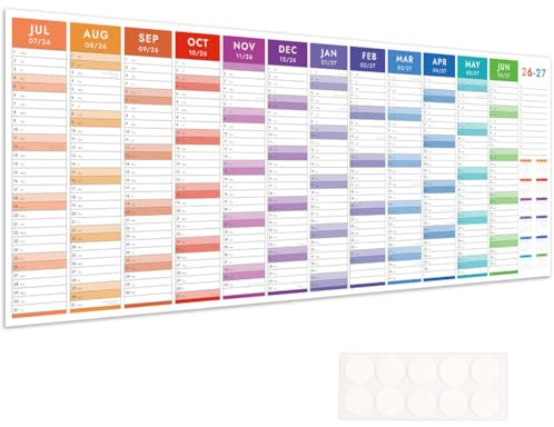 Planificateur mural 2026-2027 UK Année académique Extra Long Format (119 x 42 cm), juillet 2026 - juin 2027, Calendrier mural planificateur 26-27 UK Grand pour la famille, l'école ou le bureau Non