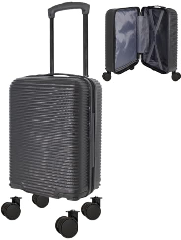 Bordlite Ryanair 40x30x20cm Underseat Cabin Suitcase with Removable Wheels – Soft Shell Carry On Trolley Bag Black | Maximise Packing Space & Avoid Fees | Lightweight Spinner Luggage