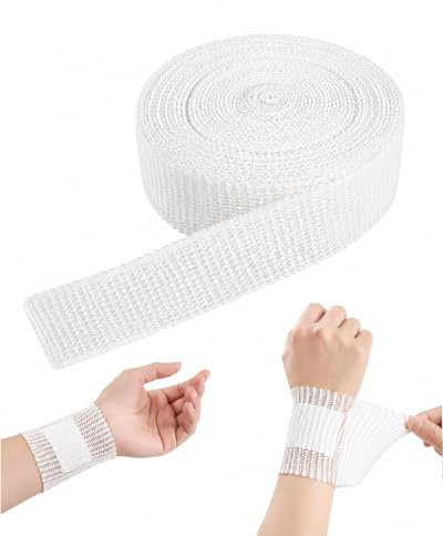 KAHZOR 1 Rotolo Benda Elastica a Rete Tubolare, 2.5 cm x 5 m, Traspirante e Delicata per Medicazioni, Fissaggio Sicuro e Confortevole