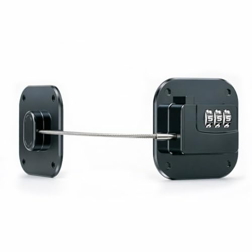 Cerradura táctica para frigorífico con código sin taladrar, cierre autoadhesivo para cajones, ventanas y armarios, protección segura para el hogar y la oficina, color negro cuadrado (1 unidad)
