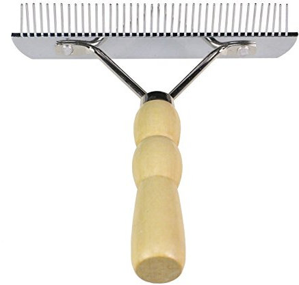 YGR Unterfellrechen für Hunde, Haustierkamm, Hundekamm mit Holzgriff, große Hunde Zupfbürste