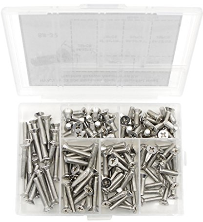 HVAZI #8-32 304 Stainless Steel Phillips Flat Head Machine Screws Kit