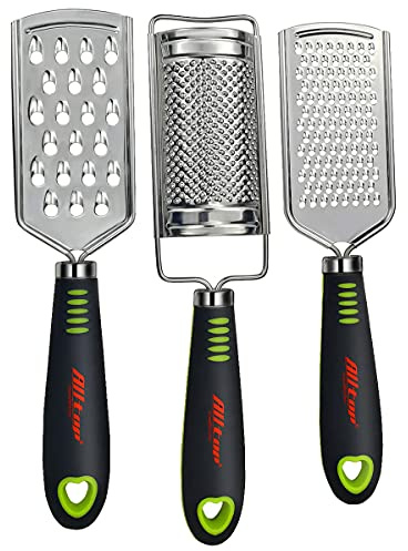 ALLTOP Food Graters for Cheese,Nutmeg,Potato,Ginger and Garlic,Cirtrus,Hand-held Stainless Steel Zester for Kitchen - Pro Multi-purpose Gadgets,Set of 3 Grinders
