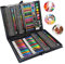 MIAOKE 168 TLG Malset, Malkasten für Kinder - Wachsmalstifte Set, Buntstifte, Aquarellkuchen, Radierer, Bleistiftspitzer, HB Bleistift, 18-Blatt-Skizzenblock