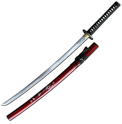 Katana Schwert scharf echt zum Training Metall Stahl 1045 Samurai 100% handgefertigt Nur für Erwachsene - 18 Jahre erforderlich 6KM18-410RD